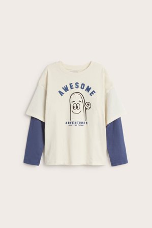 Kappahl | Langermet T-skjorte med trykk | Lys beige