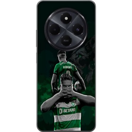 Kompatibel Mobilcover til Xiaomi Redmi A4 Neonmotiv med teksten "Gaming er i mit DNA" på en blå og rød murvæg med en lysende DNA-spiral.