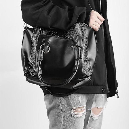 Enkel Mode Boston Pude PU Læder Håndtaske til Kvinder