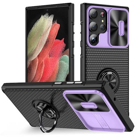 QD-Magnetisk Bilhållare Mobiltelefonfodral för Samsung Galaxy S23 Ultra Stötsäkert 360 Ringfäste Baksida för Samsung-serien For iPhone11 pro max black