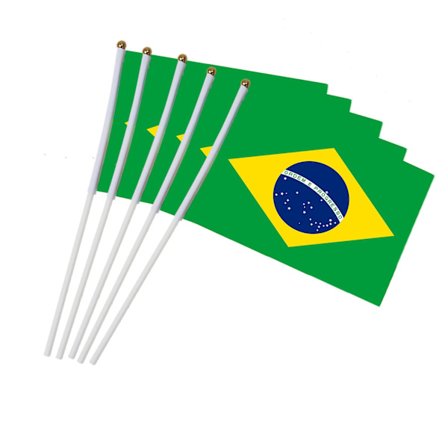 10 stk/pakke Brasil flagg 21x14 cm polyester Tangan Melambaika
