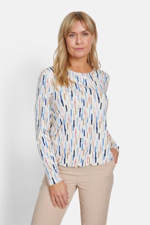BRANDTEX - Langærmet T-shirt - Lys Blå Mix - Mønstret
