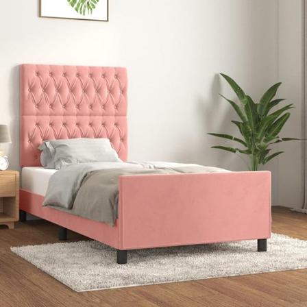 Vidaxl Sängram Med Huvudgavel Rosa 90x200 Cm Sammet Rosa