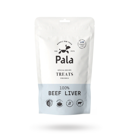 Pala Treats 100% Beef Liver 100g - Matskåler, Hundegobiter & Tyggeben til hund & katt på Doggie.no