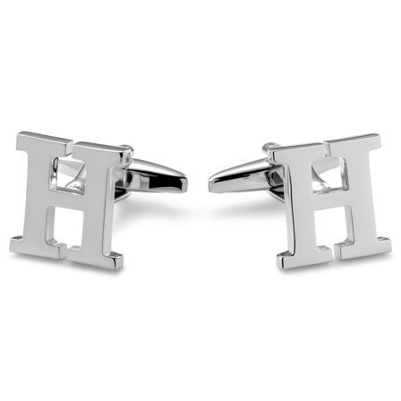 Silver-tone Initial H Cufflinks for Men