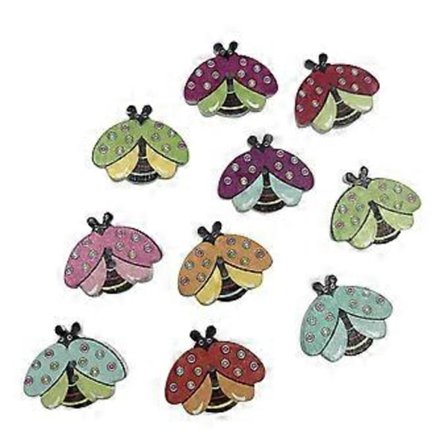 50 stk. DIY Treknapper Kreative Fargede Tegning Marihøne Mønster Knapper To Hull Knapper for Sying Scrapbooking Håndmalte Sko Hatter