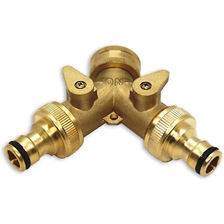 Y-fördelare 3/4 tum mässingsvattenfördelare, 2-vägs vattenanslutningsfördelare Ibc-tillbehör, Ibc-utloppsventil för vattentunna för två inloppsrör