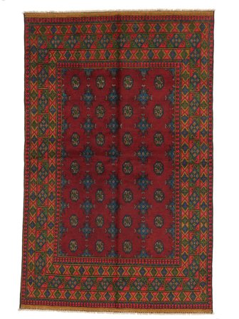 Afghan Fine Teppe Håndknyttet 156X242 Svart/Mørk Rød