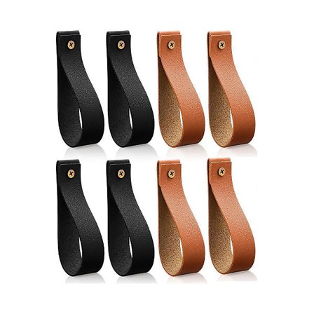 8 stk. PU læder vægkroge vægophængsremme PU læder gardinstangsholder håndklædeholdere til væg