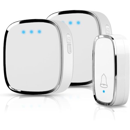 Vandtæt Trådløs Udendørs Dørklokke: Trådløs Dørklokke, 300-Meter Trådløs Klokke, med 2 Modtagere, 58 Melodier og 5 Lydstyrkeniveauer