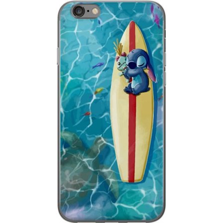 Kompatibel Mobilcover til Apple iPhone 6 Afslappende illustration af Stitch der hviler på et surfbræt i klart turkisfarvet vand