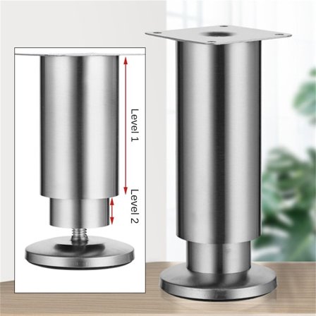 4-delt rustfritt stål møbelfot med justerbar og tykk