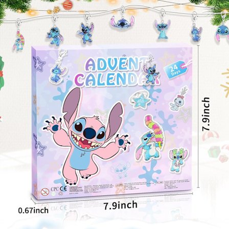 Adventskalender 2024 for Jenter, 24 Dagers Julekalender med 2 Armbånd og 22 Unike Tegneserie-Smykkeperler, Julegave til Tenåringer