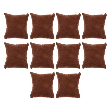 10-pak urkasse med foret plys urpude smykkepude smykkeudstillingspude (8,5X7,5 cm, lysebrun)