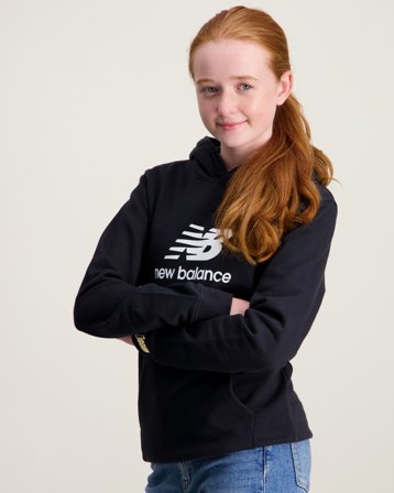 New Balance New Balance French Terry Stacked Logo Hoodie Svart Hettegensere/Hoodies Jente - Kids Brand Store