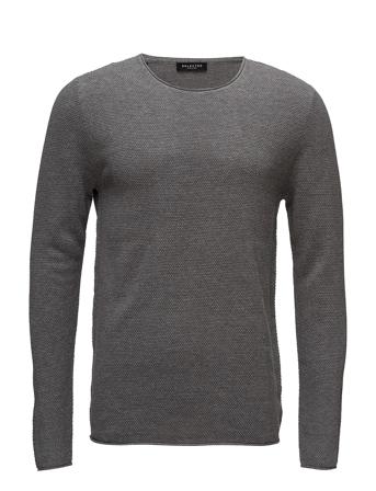 Slhrocky Crew Neck B Strikkegenser M. Rund Krage Grå Selected Homme
