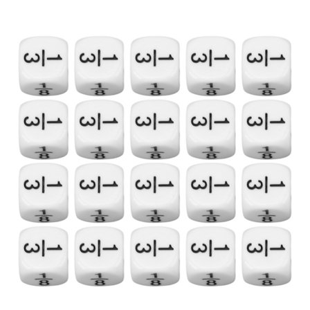 20 stk 16mm brøk terning hvite brøk symboler terninger matematisk aritmetikk undervisningsverktøy