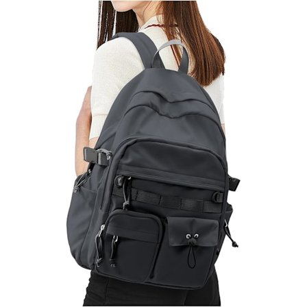 1 stk. Rygsæk til skolepiger Rygsæk Dame Skoletasker til piger Gymnasium, Let skoletaske mørkegrå