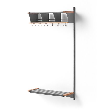 Garderobenschrank JEPPE mit 3 Fächern, Anbauteil, 1790x900x310 mm, Alu/Eiche