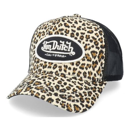 Von Dutch - Beige trucker Keps - Women's Leopard/Black Trucker @ Hatstore