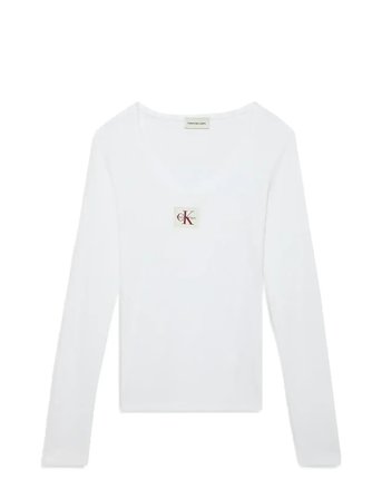 Calvin Klein Jeans | Ls Woven Label 2X2 Rib Scoop Nec | S