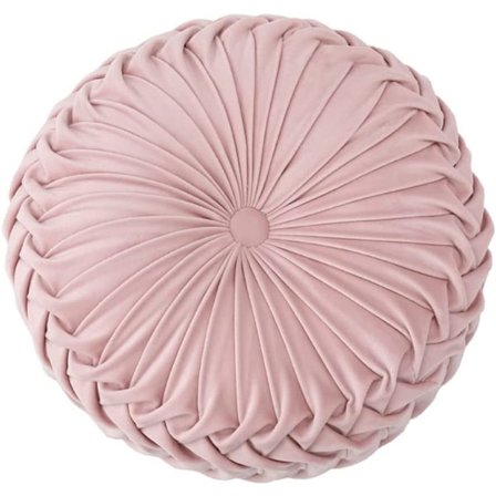 13,7 tommer rund sofapude i ren farve fløjl boligindretning, plisseret rund pude, græskarpude egnet til hjem seng bil dekoration (pink)
