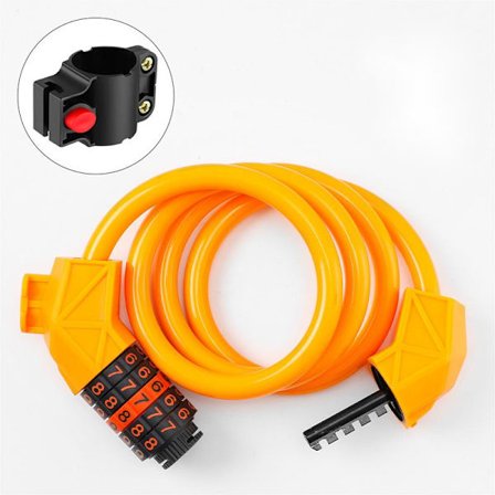 Cykelkabelkombilås med monteringsfäste (120CM) Orange