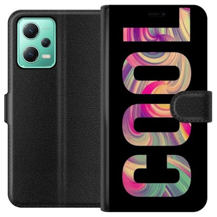 Kompatibel Tegnebogsetui til Xiaomi Xiaomi Redmi Note 12 Modern typografisk kunst med ordet LOVE i flydende regnbuefarver mod sort baggrund, der skabe