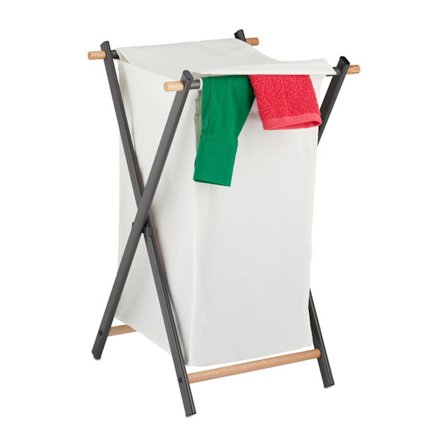 Sammenfoldelig vasketøjskurv med låg Grå