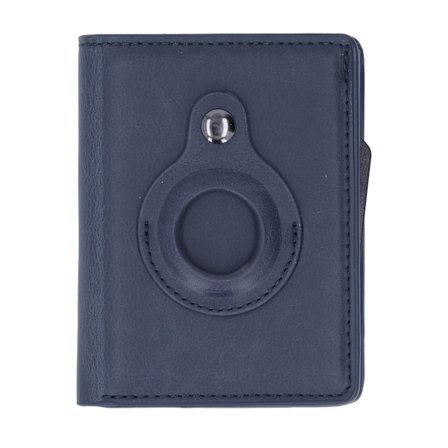 Aluminiumslegering PU-lær Anti-tyveri Multifunksjonell Lommebok Kortholder med IOS-lokalisator Blå