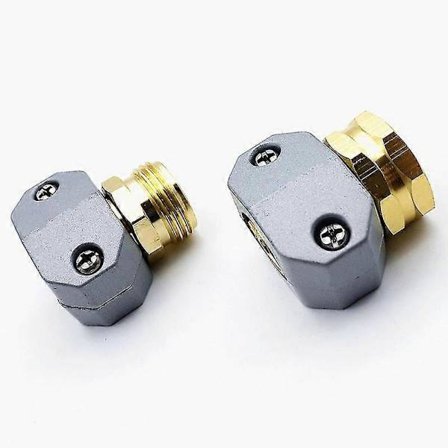 Reparationsfittings til haveslanger, han-slangeende vandslangereparationsstykke i zink og aluminium (2 stk., flerfarvet)