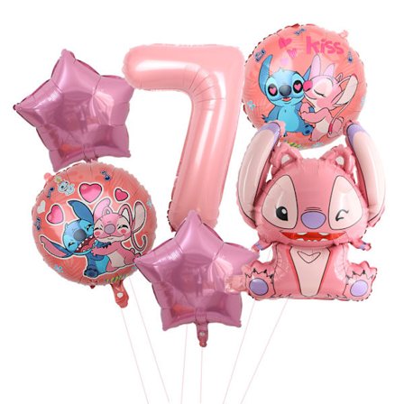 6 stk. Lilo & Stitch Partyballonger 30" Tall Luft Globos Sett Baby Shower Bursdagsfest Dekorasjoner Leker Gaver Tilbehør Rosa