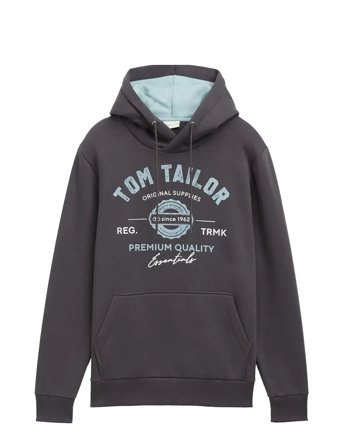 Hoodie With Print Grey Tom Tailor