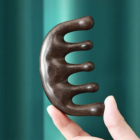 1 STK Meridian Massage Kam Fem-Tands Håndtagsløs Træspids C