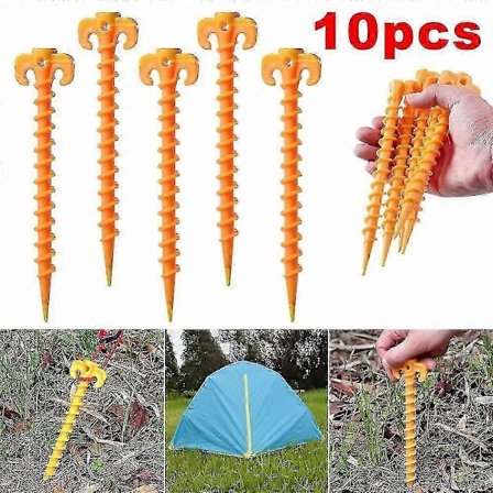 10x Teltpløkker Jord Skrue Søm Udendørs Camping Spiral Pløkker Plastik