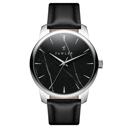 Beleza | Sølvtonet Klokke av Rustfritt Stål med Sort Marmor Urskive for menn - Armbåndsur