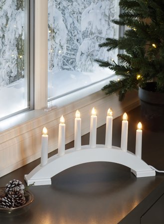 Adventsstake Bea 7-lys - hvit