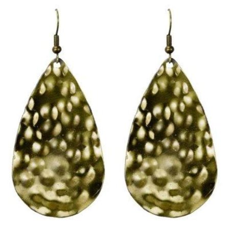 Brons Örhängen med Droppar i Antik Stil med Hamrad Finish