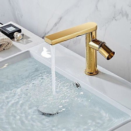 Tvättställsblandare, Europeisk frostad blandare helt i koppar (Kort Guld)