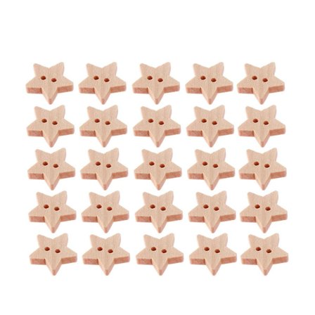 200 stk./pak femtakkede stjerneknapper Naturlige træknapper med to huller til håndværk og scrapbooking (som vist på billedet)
