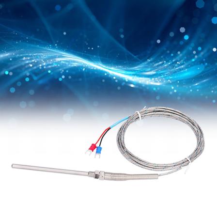 K-type temperaturføler, termopar, termisk sonde, rustfritt stål, 0~600°C, WRNT187 (rød svart linjetype, 2 meter)