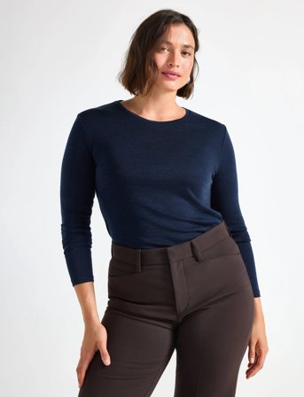 Lindex Top Merino Wool Ls - Navy - XS