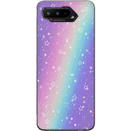 Kompatibel Mobilcover til Asus ROG Phone 5 Rainbow-farvet pastelbaggrund med hvide stjerner og glitrende prikker i blød overgang