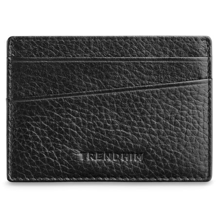 Porta-cartões Preto em Pele de Búfalo - 5 cartões para homens - Porta-cartões