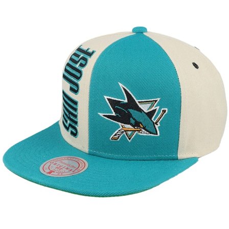 Mitchell & Ness - NHL Blau snapback Cap - San Jose Sharks Pop Panel Off White/Teal Snapback @ Hatstore
