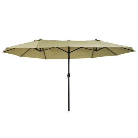 Parasol Market Paraply Dobbelt Parasol Med Håndsving Light Coffee Oval 460 X 270 X 240 Cm