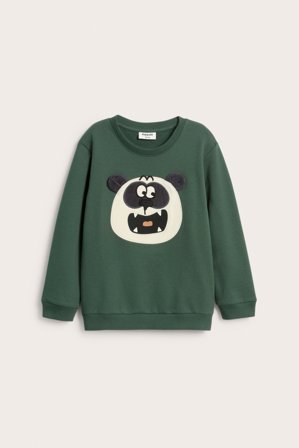 Kappahl | Sweatshirt med panda | Grønn