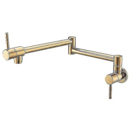 Veggmontert rosegullfarget pottefyller, sammenleggbar kjøkkenkran