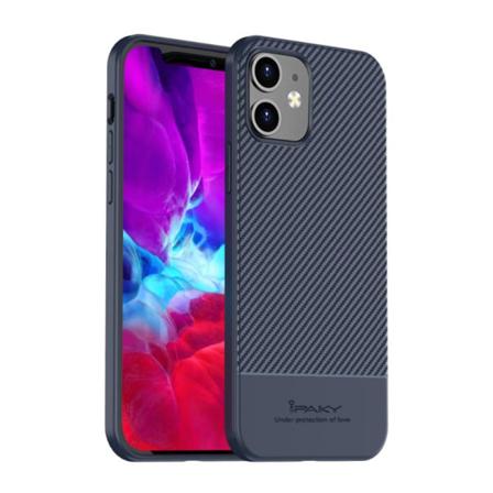 Iphone 12 / 12 Pro - Ipaky Kolfiber Textur Skal - Blå Blue Blå