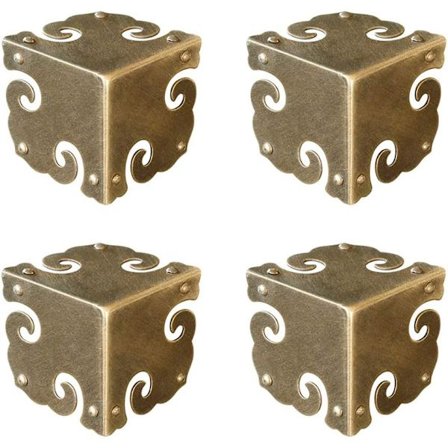 Set med 4 Vintage Hörnvinklar i Ren Mässing för Skrivbord Je,ZQKLA